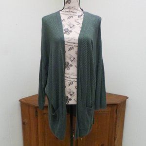 Open Front Cardigan Cocoon Style Sleeves Green XL